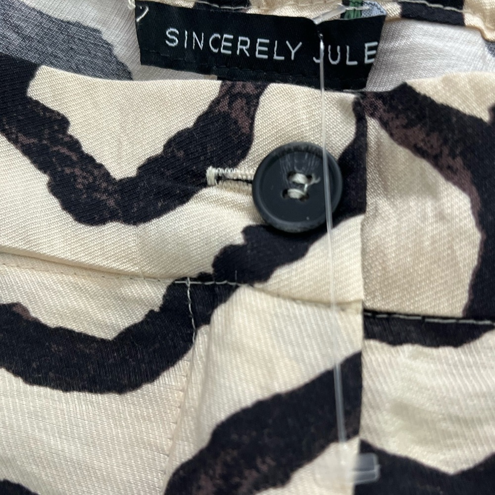 NWOT Sincerely Jules Black & Cream Geometric Wide Leg PantS Trousers Size Large - Picture 4 of 12